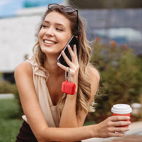 Vista 5 de Lerobo - Funda con grabado de flores para carcasa de AirPod, protector de silicona suave y elegante con llavero compatible con carcasa de carga