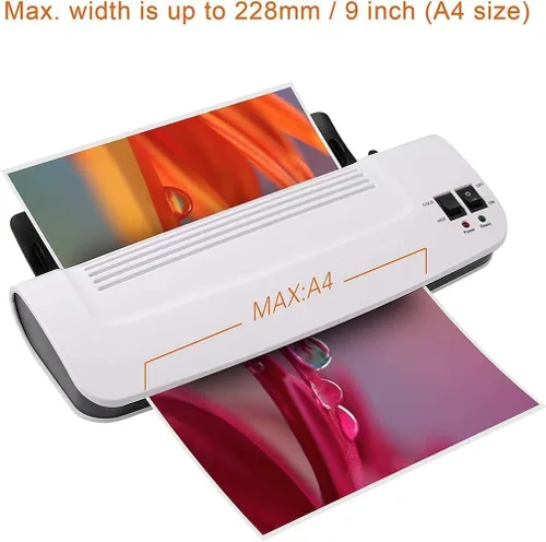 Vista 4 de Laminador A3 A4, laminado térmico y frío con bolsas de laminación A4, calentamiento rápido, 2 rodillos, hasta 125 micrones, 250 velocidades, máquina