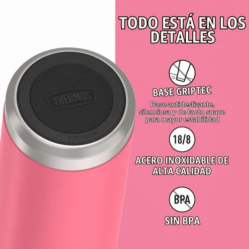 Vista 4 de THERMOS ICON SERIES - Botella de agua aislada con tapa con popote, 18 onzas, rosa intenso, botella de agua aislada al vacío de acero inoxidable