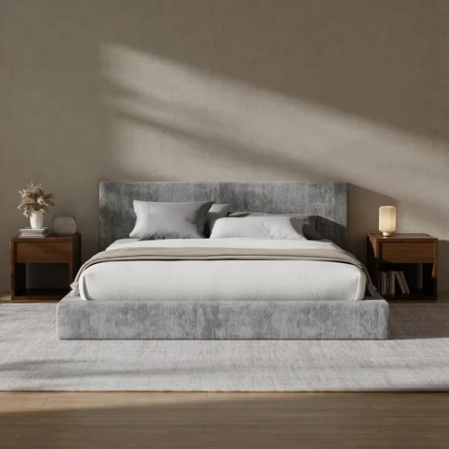 Vista 24 de RECCI Cloud - Base de cama Queen tapizada con cabecero, plataforma acolchada de espuma de 5 pulgadas, sin somier, fácil montaje (crema)