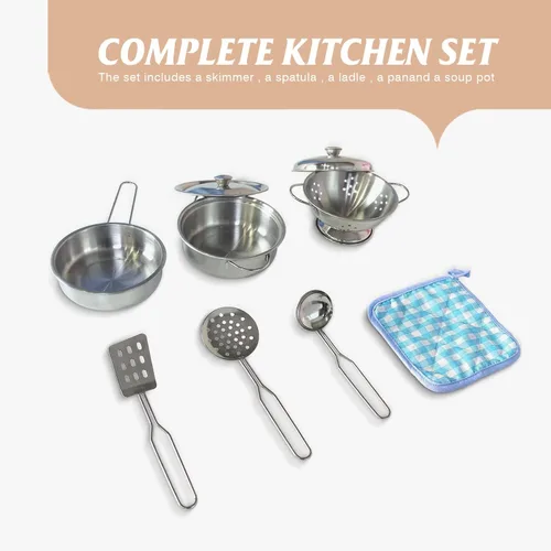 Vista 8 de TaoHFE Juego de Cocina de Juguete, Juego de Cocina Azul para Niños de 4 a 8 Años, Juego de Cocina para Niñas y Niños, Juego de Cocina de Madera