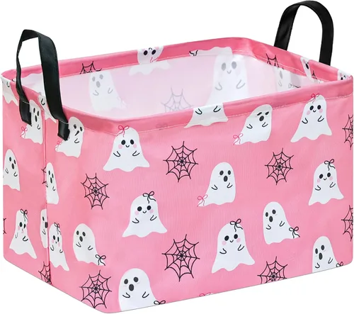 Vista 14 de Rec - Cesta de almacenamiento de fantasmas de Halloween, plegable, organizador de regalo, cestas para almacenamiento en el hogar y la cocina. Boo