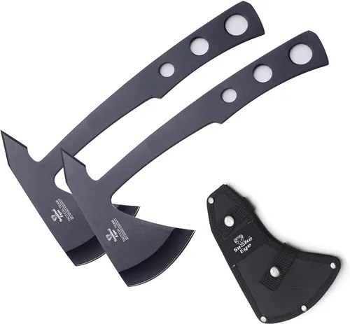 Vista 2 de Hacha de campamento Snake Eye Tactical, compacta, de espiga completa, para caza, pesca, supervivencia Arco iris (par)