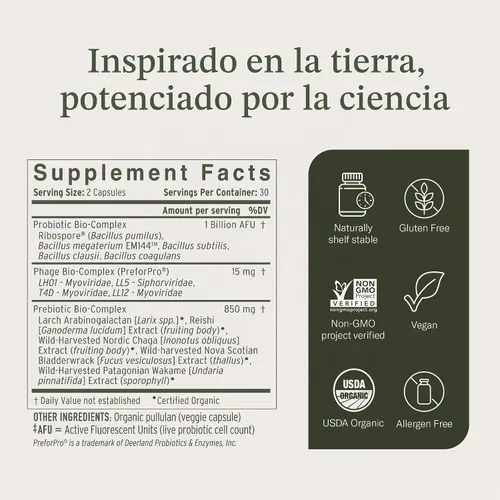 Vista 3 de Enviromedica Terraflora Advanced Care SBO Probiotic + Suplemento prebiótico – un sinbiótico de esporas de bacilo estable a base de suelo