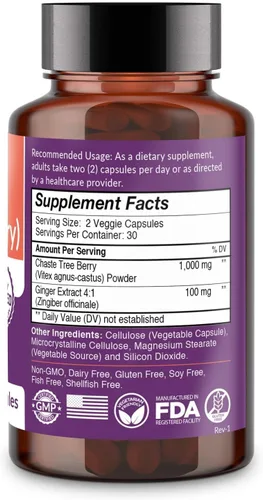 Vista 8 de Intimate Rose Vitex Chasteberry Suplemento para mujeres, 1000 mg - Baya de árbol casto para equilibrio hormonal, fertilidad y apoyo del síndrome