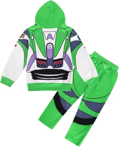 Vista 2 de Marendyee Disfraz de Buzz Lightyear para niños, sudadera de manga larga, sudadera con capucha para Halloween, Navidad, fiesta de cumpleaños