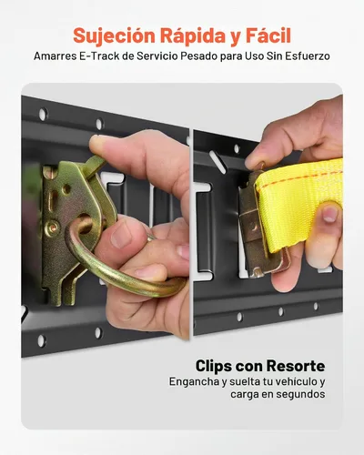 Vista 5 de Kit de Rieles de Amarre E-Track VEVOR, Paquete de 4 Rieles E-Track de 16 Pulgadas con 21 Piezas de Accesorios, 2 Correas de Trinquete y 4 Anillos O