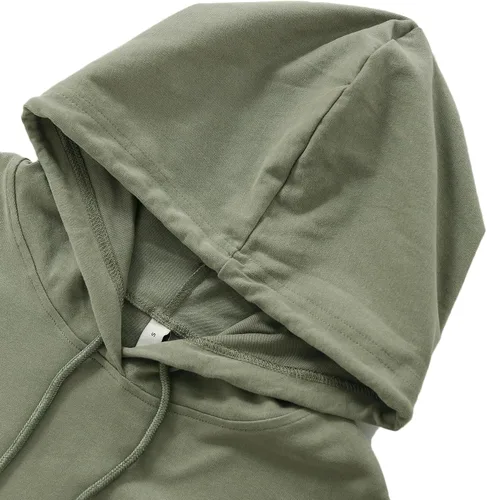 Vista 3 de Amazhiyu Sudadera corta con capucha para mujer, manga larga, con cordón