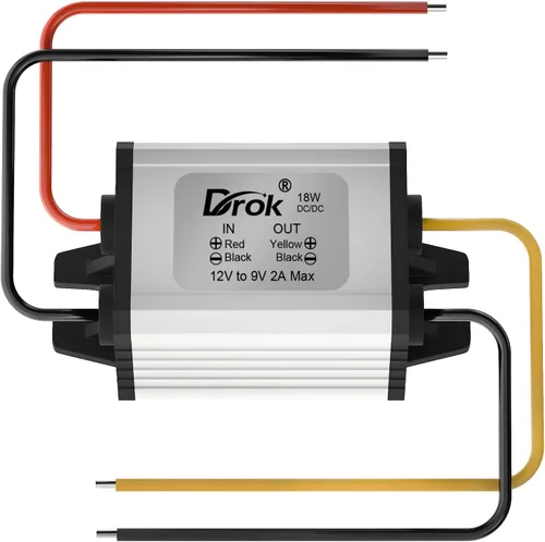 Vista 9 de DROK? Convertidor de corriente de coche impermeable de alta eficiencia DC12V a 6 V/3 A. Reduce el voltaje del módulo 9-22 V a 6 V., 1