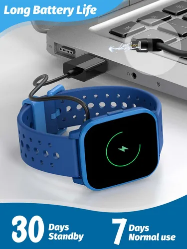Vista 6 de Reloj Inteligente Butele para Niños, Reloj Inteligente para Niños de 4 a 16 Años con Modo de Sueño, 19 Modos Deportivos, Podómetro, Regalo de Azul