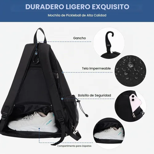Vista 3 de Sucipi Pickleball Bag for Men & Women,Convertible Backpack with Fence Hook Negro