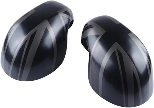 Vista 40 de Cubierta de espejo retrovisor lateral compatible con Mini Cooper R50-R53 DC01 Black Jack ABS - Tapa de espejo exterior adhesiva para Gen 1 R50 R53