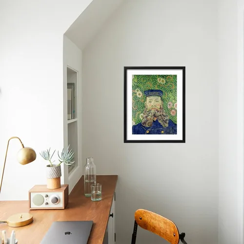 Vista 3 de ART.COM Impresiones artísticas enmarcadas para pared, retrato del cartero Joseph Roulin, c.1889 por Vincent van Gogh, decoración figurativa, 12 x 16