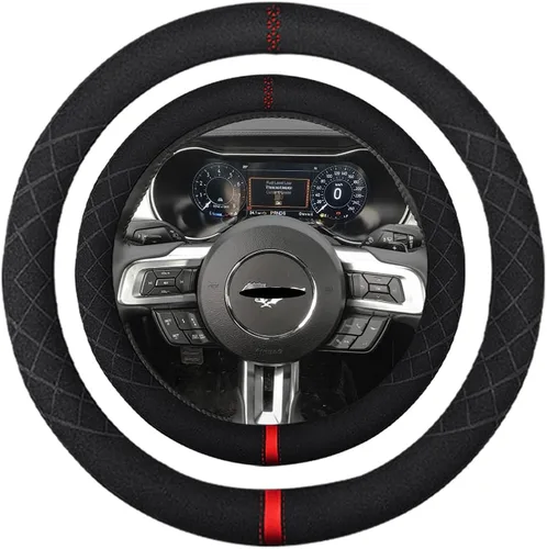 Vista 33 de Funda de volante de gamuza de 14 pulgadas, compatible con Tesla Model 3 Model Y, funda de volante deportiva de cuero gamuza antideslizante