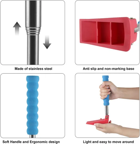 Vista 6 de Remedic Juego de 2 topes de puerta de mango largo – Cuña antideslizante sin doblez El mango extensible ayuda a colocar y quitar cuñas sin