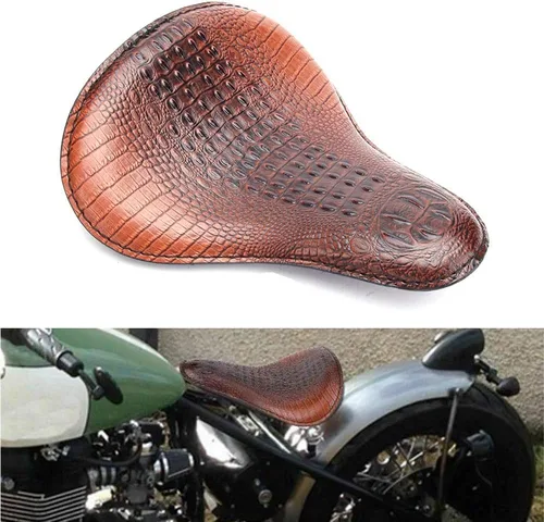 Vista 10 de Cojín de asiento de piel. Asiento con soporte de resortes para el chofer para Harley Davidson Sportster Softail Fatboy, Negro suave