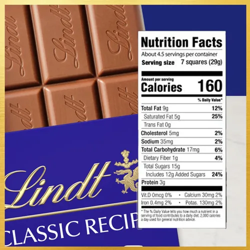 Vista 2 de Lindt CLASSIC RECETE Barra de caramelo de chocolate con leche, 4.4 onzas, paquete de 12