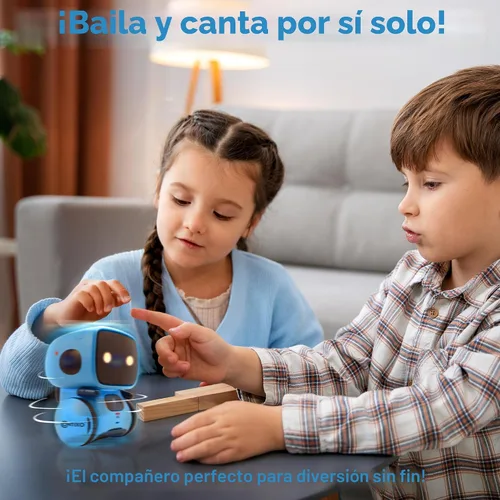 Vista 4 de Contixo R1 Juguete robot para niños, robots inteligentes interactivos azules con control de voz, que hablan, bailan, aprenden, sensor táctil