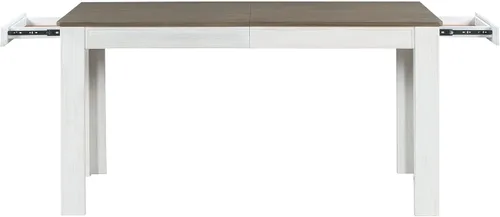 Vista 9 de Juego de mesa de comedor de madera de 7 piezas, mesa extensible multifuncional con hojas de 12 pulgadas y 2 cajones, 6 sillas de comedor con cojín