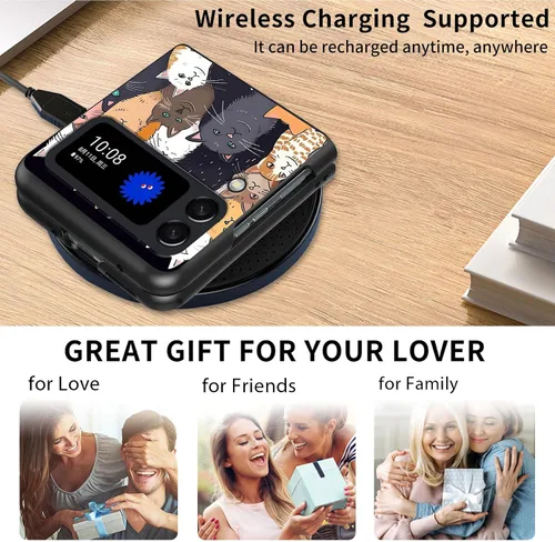 Vista 7 de Diseñada para Samsung Galaxy Z Flip 4 5G, funda rígida para teléfono de PC, a prueba de golpes y caídas, patrones de moda para una protección Gatos
