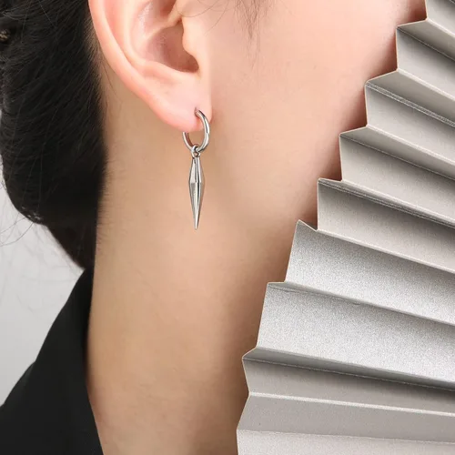 Vista 2 de HZMAN Pendientes de gota punk góticos de acero inoxidable para hombres y mujeres