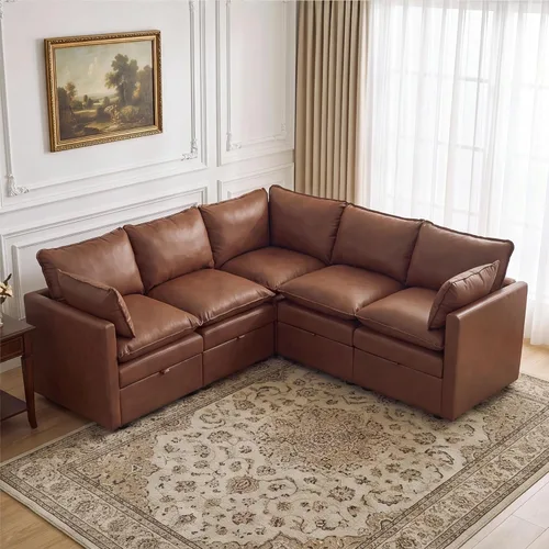 Vista 69 de Otomana cuadrada grande de 27 pulgadas con almacenamiento, reposapiés tapizado moderno con patas antideslizantes para sofá, mesa de café, sala