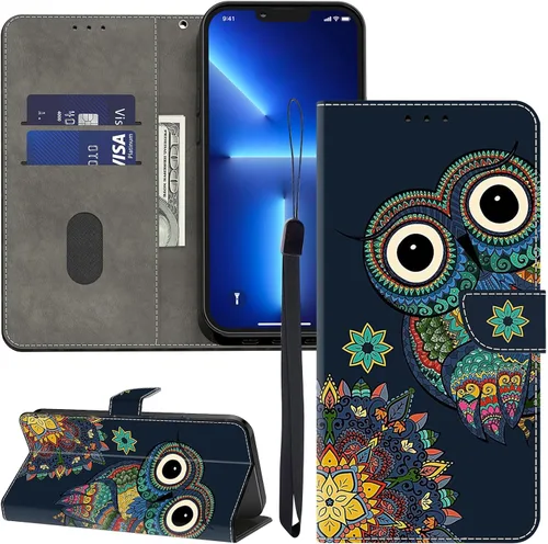 Vista 19 de ALILANG Funda para iPhone 13 Mini/iPhone 12 Mini de 5.4 pulgadas con soporte para tarjeta de crédito, funda magnética protectora de piel sintética