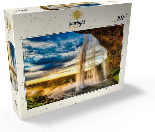 Vista 2 de MyPuzzle Seljalandsfoss Waterfall At Sunset Iceland - Rompecabezas prémium de 100 piezas para adultos