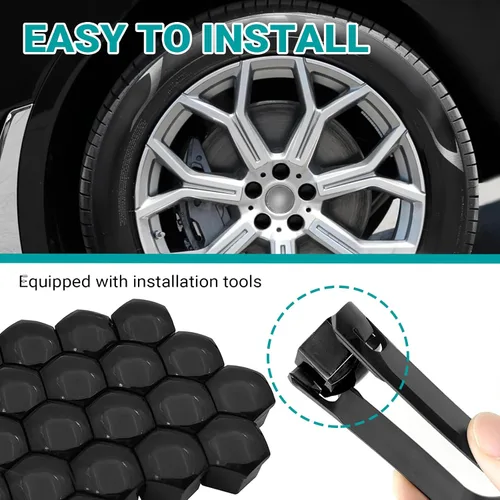 Vista 7 de 20 fundas para tuercas de rueda de automóvil, cubierta decorativa de pernos de rueda de 0.67 pulgadas con herramienta de extracción, tapas