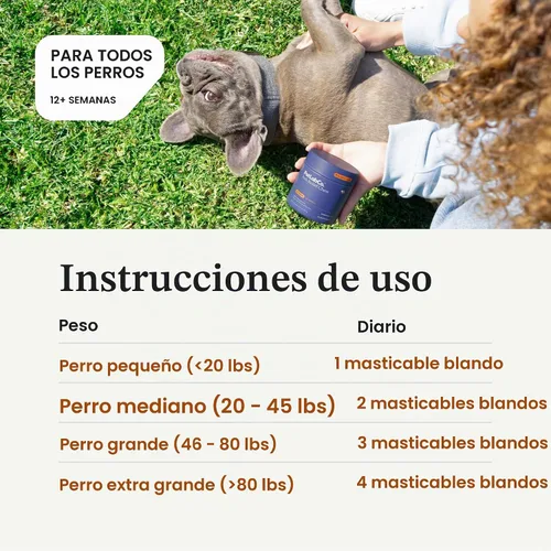 Vista 6 de PetLab Co. - Masticables para aliviar la picazón para perros, 30 masticables suaves, cerdo Omega 3-6-9, cúrcuma y miel para apoyar la piel seca