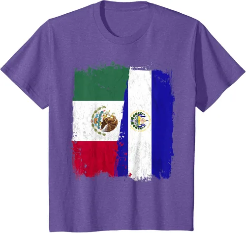 Vista 58 de Camiseta con la bandera mexicana de El Salvador con la mitad de la bandera mexicana de El Salvador