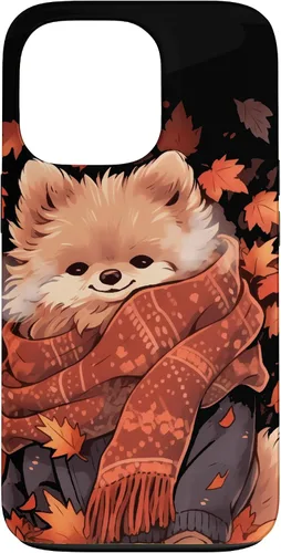 Vista 10 de Pomeranian Pom Autumn Fall Leaves Dog Thanksgiving Case for iPhone 17