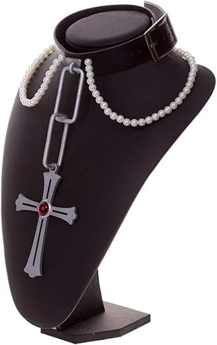 Vista 2 de Ilovcomic Rosario to Vampiro Cosplay Accesorio Akashiya Moka Gem Cross Collar, Plata