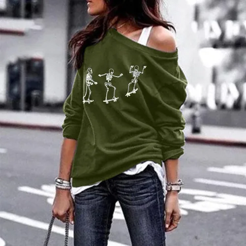 Vista 4 de Sudadera de manga larga de Halloween para mujer, blusas sueltas para uso diario