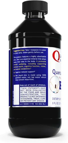Vista 3 de Quantum Nutrition Labs - Gotas de suplemento de zinc líquido, tintura de sulfato de zinc para adultos, 25 mg por porción, función metabólica y apoyo