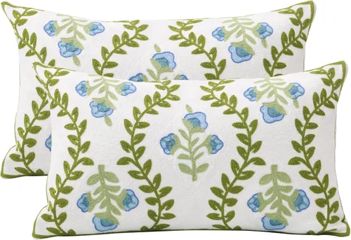 Vista 17 de Juego de 2 fundas de almohada decorativas bordadas para sofá, fundas cuadradas para cojines, para dormitorio, sofá, decoración rústica de granja, 18