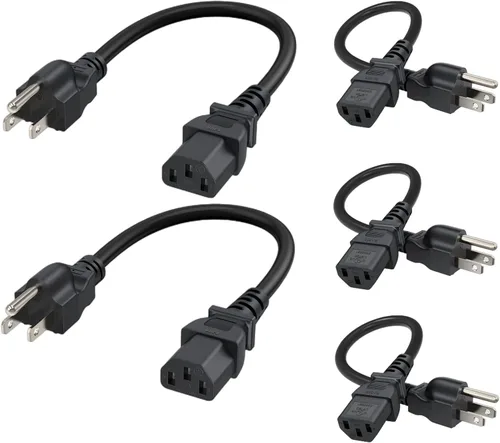 Vista 10 de CableCreation Paquete de 2 cables de alimentación universales NEMA 5-15P a IEC 320 C13 de 1 pie Cable adaptador de alimentación para computadora