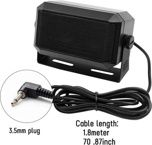 Vista 4 de Altavoz rectangular de comunicaciones externas para radioaficionado o CB y escáneres, 5 vatios, color negro