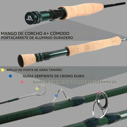 Vista 4 de M MAXIMUMCATCH Maxcatch Extreme - Caña de pescar con mosca de grafito extremo, 4 piezas, 9 pies con carbono IM6 en blanco, guías cromadas duro