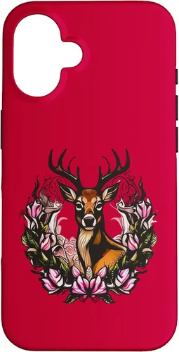 Vista 30 de Arkansas Deer with Antlers and Apple Blossom Tattoo Art Case for iPhone 17