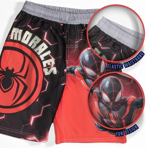 Vista 3 de Marvel Boys Avengers, Spiderman, Black Panther, Capitán América, Miles Morales - Conjunto de traje de baño de 2 piezas