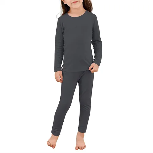 Vista 7 de Ropa interior térmica para niños pequeños, conjuntos de capa base de invierno tipo Long Johns para niñas y niños Un rosa oscuro.