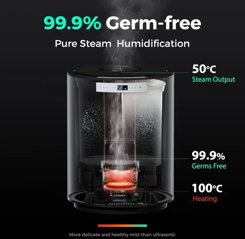 Vista 2 de Humidificadores para Habitación Grande, Y&O 10L (2.64Gal) Humidificador de Vapor para Toda la Casa para Plantas, Diseño Sin Filtro, Apagado