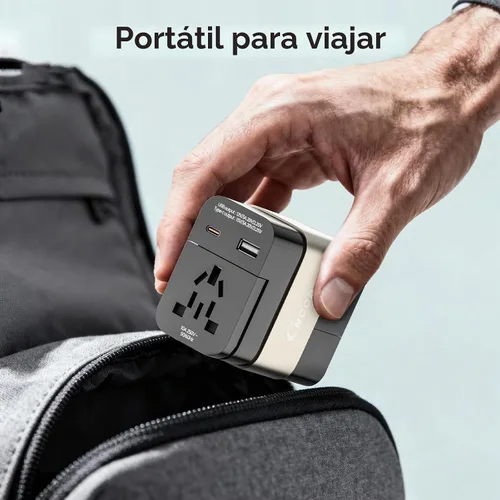 Vista 7 de Adaptador de viaje universal de 45 W, GaN Fast Wall Charger Outlet con puertos PD 3.0 USB-C y USB-A, adaptador de enchufe protegido contra