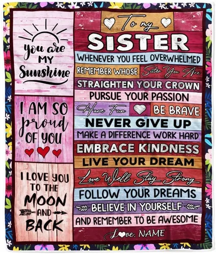 Vista 25 de Manta personalizada con texto en inglés «To My Sister from Brother I Love You Hugs» (texto en inglés) con texto en inglés «To My Sister», «I Love