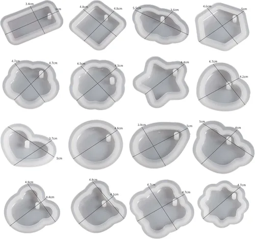 Vista 5 de Juego de moldes de joyería de 16 piezas - Colgante ovalado, resina y arcilla, moldes 3D y de silicona para fundición de resina y fabricación