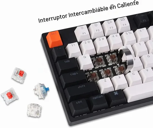 Vista 5 de Keychron Teclado mecánico con cable C2 de 104 teclas de tamaño completo para Mac Windows, interruptor marrón Gateron intercambiable en caliente