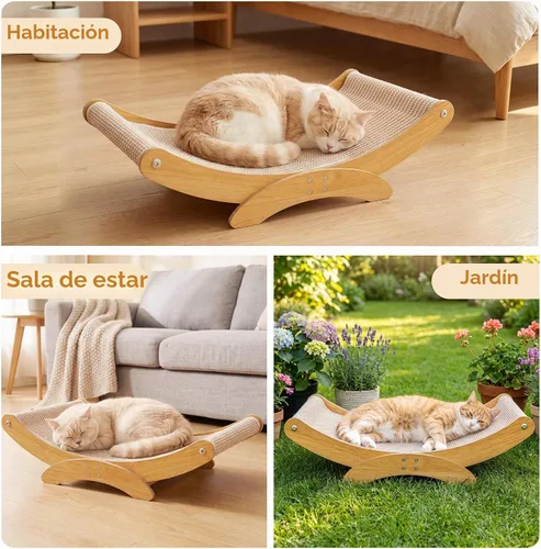 Vista 7 de Cama rascador para gatos de interior, tabla rascador grande de sisal