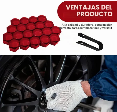 Vista 4 de 20 PIEZAS Cubierta para Tuerca de Rueda, Tuercas de Tornillo de Neumático Hexagonal de 17 mm, Cubierta Protectora a Prueba de Óxido y Polvo, Cáscara