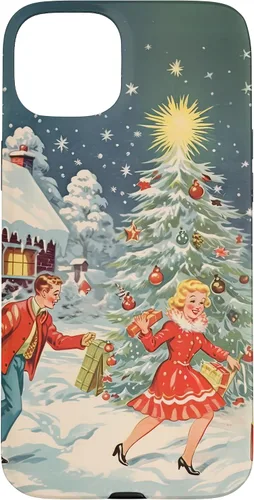 Vista 9 de iPhone 16 Vintage 1950s Nostalgia Christmas Snowflakes Christmas Tree Case